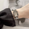 Women's Fashionable Light Luxury Rectangular Alloy Belt Waterproof Quartz Watch With Diamond Embedded