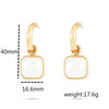 Women's Fashionable Light Luxury Square Pearl Stainless Steel Electroplated Earrings