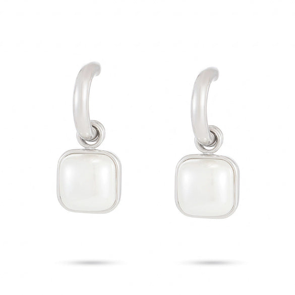 Women's Fashionable Light Luxury Square Pearl Stainless Steel Electroplated Earrings