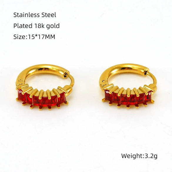 Women's Fashionable Light Luxury 316L Stainless Steel Gold Plated Geometric Inlaid Zircon Earrings