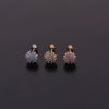Women's Fashionable Metal Earrings With Colorful Zircon And Flower Pattern