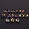 Women's Fashionable Metal Earrings With Colorful Zircon And Flower Pattern