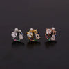 Women's Fashionable Metal Earrings With Colorful Zircon And Flower Pattern