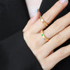 Women's Fashionable Niche Design Colorful Zircon Open Finger Ring Titanium Steel Electroplating Geometric