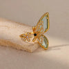 Women's Fashionable Open Butterfly Ring Copper Artificial Crystal Micropaved Zircon Geometric Exaggerated Electroplated