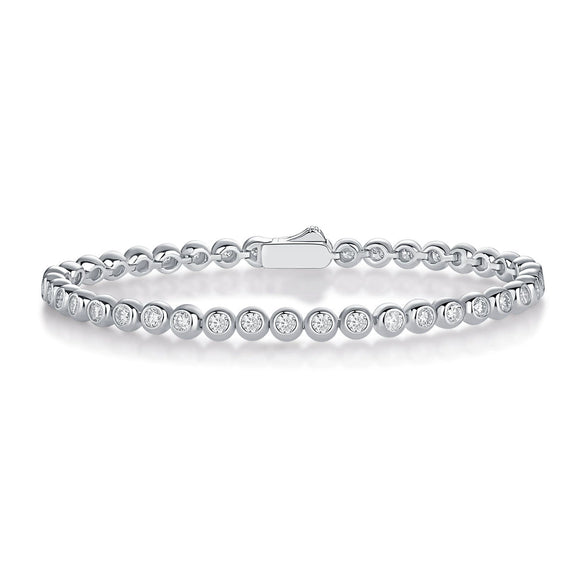 Women's Fashionable 925 Silver Bracelet Set With Moissanite And Geometric Design