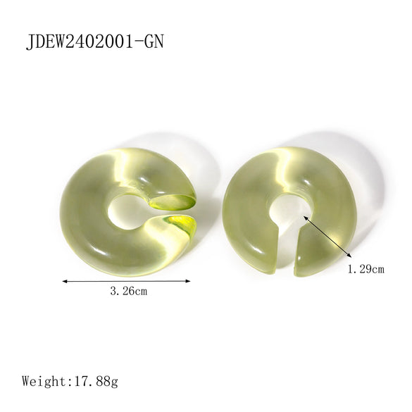 Women's Fashionable Simple Elegant Cute Resin And Plastic Cshaped Ear Clip With Dripping Oil Treatment And Geometric Style