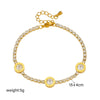 Women's Fashionable Simple Light Luxury Diamondencrusted Roman Round Plate Stainless Steel Bracelet