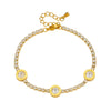 Women's Fashionable Simple Light Luxury Diamondencrusted Roman Round Plate Stainless Steel Bracelet