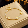 Women's Fashionable Simple Light Luxury Diamondencrusted Roman Round Plate Stainless Steel Bracelet