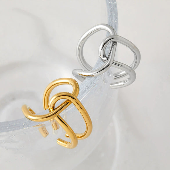 Women's Fashionable Simple Open Stainless Steel Geometric Cross Ring With Electroplating