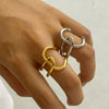 Women's Fashionable Simple Open Stainless Steel Geometric Cross Ring With Electroplating