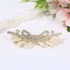 Women's Fashionable Simple Pearl Rhinestone Hairpin Bow Highend Spring Clip Headwear With Baking Paint