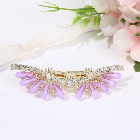 Women's Fashionable Simple Pearl Rhinestone Hairpin Bow Highend Spring Clip Headwear With Baking Paint