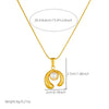 Women's Fashionable Simple U Shape Stainless Steel Pearl Inlaid Ring Opening Pendant Necklace With Gold Plated Chain