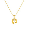 Women's Fashionable Simple U Shape Stainless Steel Pearl Inlaid Ring Opening Pendant Necklace With Gold Plated Chain