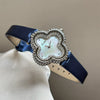 Women's Fashionable Stylish Flower Shape Quartz Watch With Four Leaf Clover Design And Super Fiber Strap And Ordinary Glass Mirror