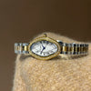 Women's Fashionable Stylish Oval Full Diamond Retro Rose Gold Quartz Watch With Metal Strap And Ordinary Glass Mirror