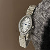 Women's Fashionable Stylish Oval Full Diamond Retro Rose Gold Quartz Watch With Metal Strap And Ordinary Glass Mirror