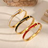 Women's Fashionable Temperament Open Horseshoe Buckle Titanium Steel Bracelet With Electroplating