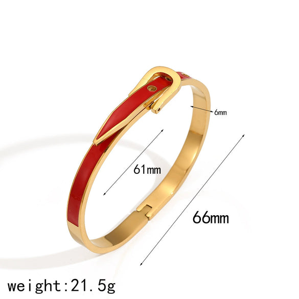 Women's Fashionable Temperament Open Horseshoe Buckle Titanium Steel Bracelet With Electroplating