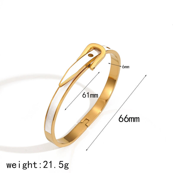 Women's Fashionable Temperament Open Horseshoe Buckle Titanium Steel Bracelet With Electroplating
