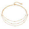 Women's Fashionable Three Layer Stacked Small Clear High Level Simple Multi Layer Zircon Titanium Steel O Chain Necklace With Electroplating Treatment