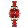 Women's Fashionable Waterproof Nonmechanical Watch With Spiral Crown Round Dial Alloy Case And Strap With Imitation Ceramic Grains And Stainless Steel Buckle