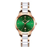 Women's Fashionable Waterproof Nonmechanical Watch With Spiral Crown Round Dial Alloy Case And Strap With Imitation Ceramic Grains And Stainless Steel Buckle