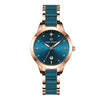 Women's Fashionable Waterproof Nonmechanical Watch With Spiral Crown Round Dial Alloy Case And Strap With Imitation Ceramic Grains And Stainless Steel Buckle