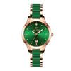 Women's Fashionable Waterproof Nonmechanical Watch With Spiral Crown Round Dial Alloy Case And Strap With Imitation Ceramic Grains And Stainless Steel Buckle