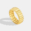 Women's Fashionable Wide Face Vertical Grain Geometric Copper 18K Gold Plated Ring