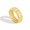 Women's Fashionable Wide Face Vertical Grain Geometric Copper 18K Gold Plated Ring