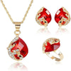Women's Faux Pearl Floral Jewelry Set With Stainless Steel Cuban Chain Necklace Bracelet And Earrings Electroplated Fashion Wedding Jewelry
