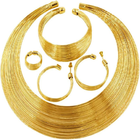 Women's Faux Pearl Floral Jewelry Set With Stainless Steel Cuban Chain Necklace Bracelet And Earrings Electroplated Fashion Wedding Jewelry