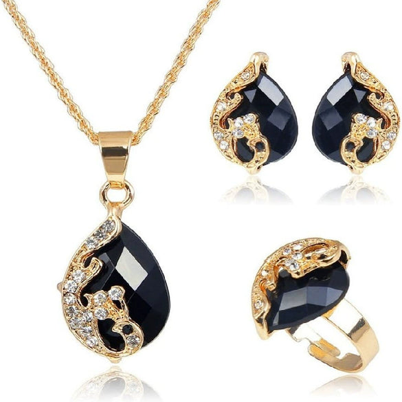 Women's Faux Pearl Floral Jewelry Set With Stainless Steel Cuban Chain Necklace Bracelet And Earrings Electroplated Fashion Wedding Jewelry
