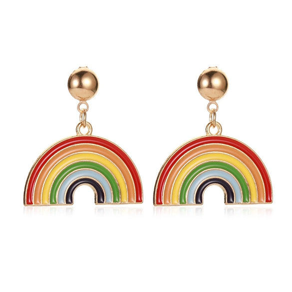 Women's Festive Alloy Geometric Christmas Tree Snowflake Pumpkin And Rainbow Electroplated Earrings Holiday Gift