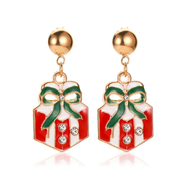 Women's Festive Alloy Geometric Christmas Tree Snowflake Pumpkin And Rainbow Electroplated Earrings Holiday Gift