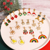 Women's Festive Alloy Geometric Christmas Tree Snowflake Pumpkin And Rainbow Electroplated Earrings Holiday Gift