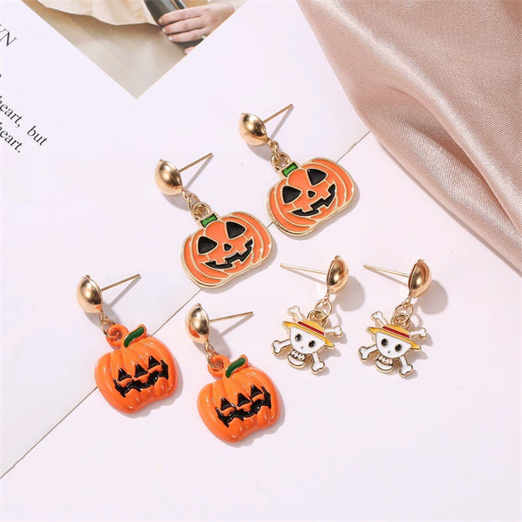 Women's Festive Alloy Geometric Christmas Tree Snowflake Pumpkin And Rainbow Electroplated Earrings Holiday Gift