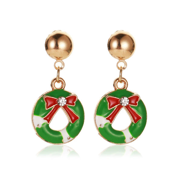 Women's Festive Alloy Geometric Christmas Tree Snowflake Pumpkin And Rainbow Electroplated Earrings Holiday Gift