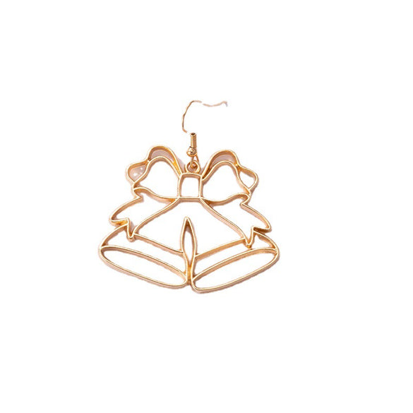 Women's Festive Alloy Hollow Bell Santa And Reindeer Geometric Hook Earrings With Irregular Personality Design
