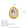 Women's Festive Christmas Reindeer Pendant With Colorful Dripping Design Goldplated Stainless Steel Jewelry
