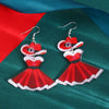 Women's Festive Geometric Printed Acrylic Earrings Fashion Statement Jewelry For Holiday Party Wear