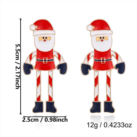 Women's Festive Santa Character Asymmetrical Stud Earrings Alloy Electroplated Design With Stainless Steel Posts