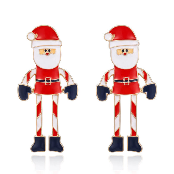 Women's Festive Santa Character Asymmetrical Stud Earrings Alloy Electroplated Design With Stainless Steel Posts