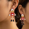 Women's Festive Santa Character Asymmetrical Stud Earrings Alloy Electroplated Design With Stainless Steel Posts
