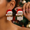 Women's Festive Santa Hat Rhinestone Tassel Drop Earrings Electroplated Alloy Holiday Party Jewelry