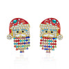 Women's Festive Santa Hat Rhinestone Tassel Drop Earrings Electroplated Alloy Holiday Party Jewelry