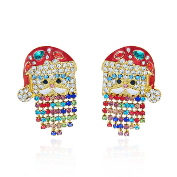Women's Festive Santa Hat Rhinestone Tassel Drop Earrings Electroplated Alloy Holiday Party Jewelry